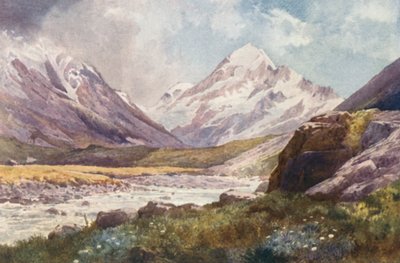 新西兰：库克山（彩色石版印刷） 作者 弗兰克·H·赖特