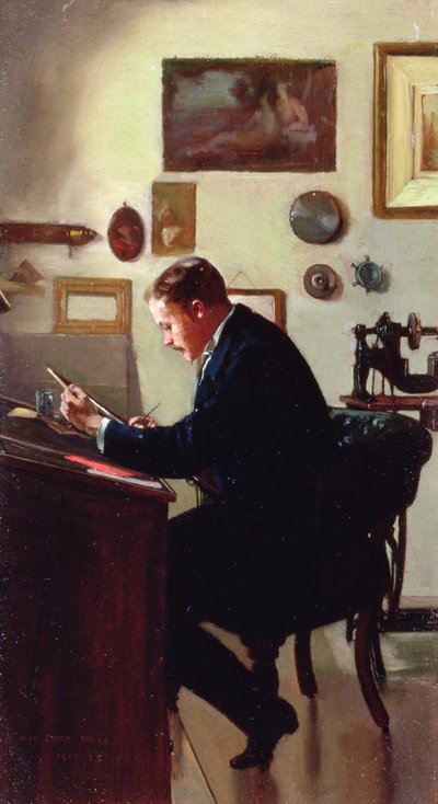 自画像，1891年 作者 Frank Hobden