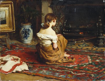 在炉边，1878年 作者 弗兰克·霍尔