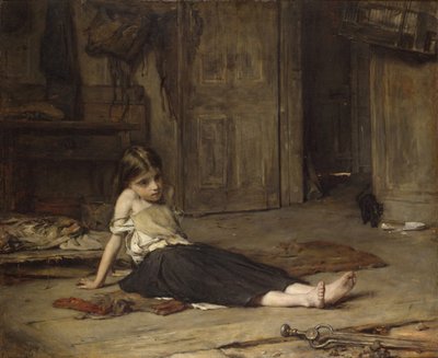 1867年，炉边的女孩 作者 弗兰克·霍尔