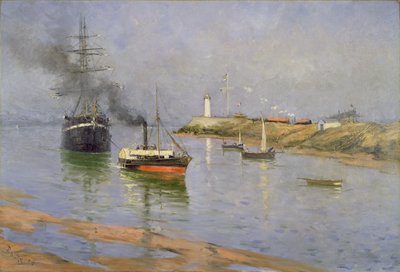 1886年翁弗勒尔港 作者 弗兰克·迈尔斯·博格斯