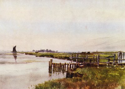 Norfolk Broads：Breydon Rond（彩色石版画） 作者 弗兰克·索斯盖特