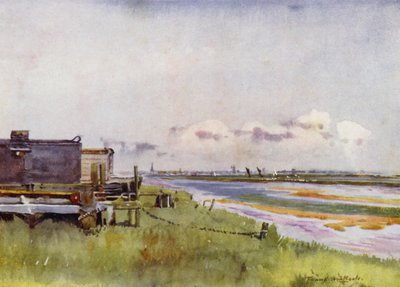 Norfolk Broads: Yarmouth from Breydon (colour litho) 作者 弗兰克·索斯盖特