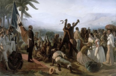 1848年4月23日宣布在法国殖民地废除奴隶制。1848-49 作者 弗朗索瓦·奥古斯特·比亚尔