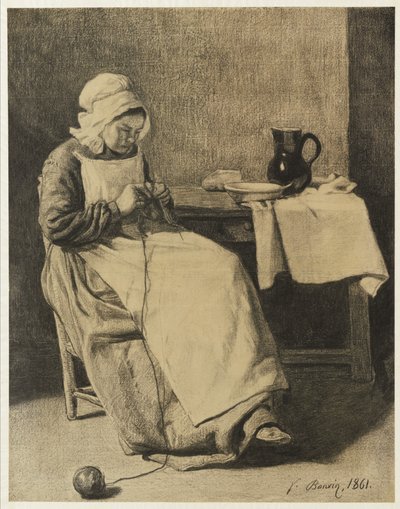 仆人编织，1861年 作者 弗朗索瓦·邦文