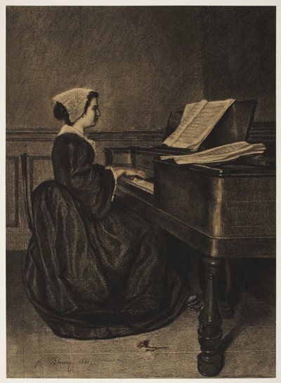 Spinet的女人，1860年。 作者 弗朗索瓦·邦文