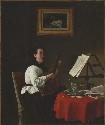 曼陀林的年轻女子，路易斯·科勒的画像，c。 1873-1874年。 作者 弗朗索瓦·邦文