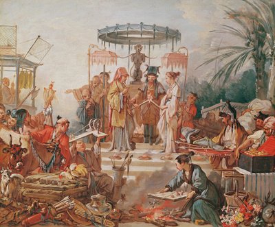 中国婚姻，研究挂毯卡通，1742年 作者 François Boucher