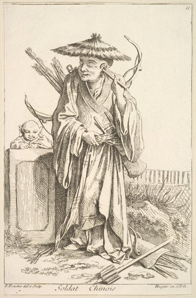 中国士兵，1738-45年。 作者 弗朗索瓦·布歇