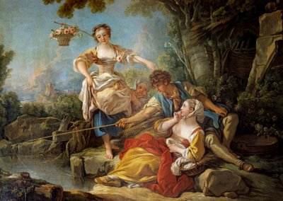 La pêche à la ligne 画作：Francois Boucher (1703-1770) 1767年 太阳。1,5x1,8 m 作者 弗朗索瓦·布歇