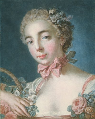 P.59-1959 Flora的头部，由Louis-Marin Bonnet（1736-93）1769（彩色蚀刻和雕刻）雕刻而成 作者 弗朗索瓦·布歇