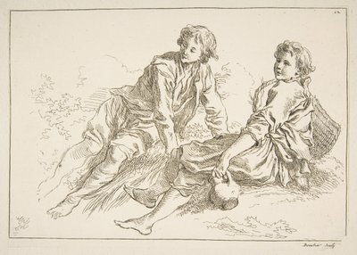 素描画页，1753年。 作者 弗朗索瓦·布歇