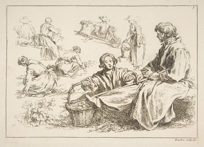 素描表，1753年。 作者 弗朗索瓦·布歇