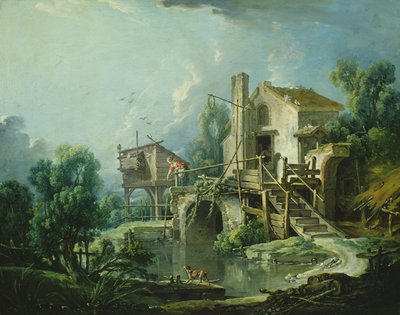 Charenton的Quiquengrogne风车，或Charenton风车，1750-60 作者 弗朗索瓦·布歇