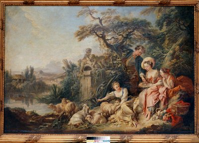 弗朗索瓦·布歇 (1703-1770) 画的牧羊人的巢穴或礼物 作者 弗朗索瓦·布歇