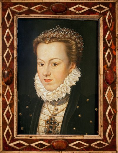奥地利的伊丽莎白肖像（1554-1592，法国女王）--弗朗索瓦-克鲁瓦（约1505-1572）的画作，法国艺术，16世纪末--阿根美术博物馆 作者 弗朗索瓦·克鲁埃