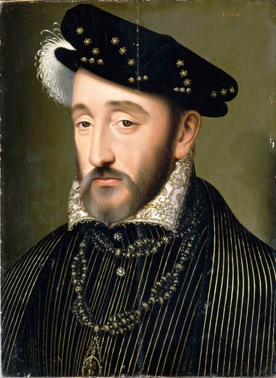 法国国王亨利二世1519-1559年的画像，1547年。 作者 François Clouet