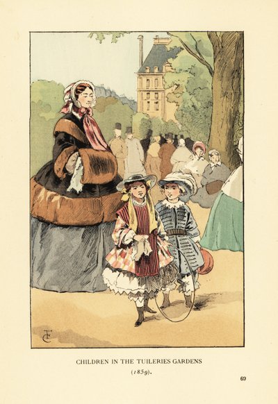 1859 年杜伊勒利花园中的儿童 作者 弗朗索瓦·库本（FrançoisCourboin）