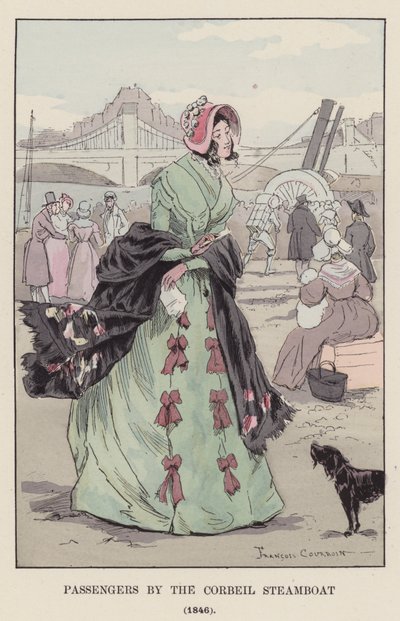 Corbeil Steamboat的乘客，1846年 作者 弗朗索瓦·库本（FrançoisCourboin）