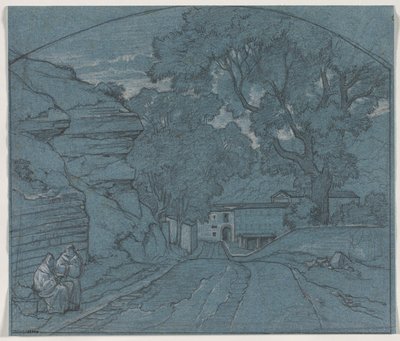 与两名和尚共处的风景c。 1840年。 作者 弗朗索瓦·爱德华·贝尔丁