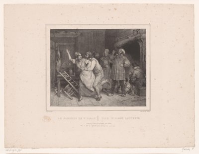 男子试图拥抱旅店里的女子
Le farceur de village / The village lotherio（物品上的标题）
十二个不同的人物（系列名称）
双人画册（......）（系列名称） 作者 弗朗索瓦·格雷尼尔