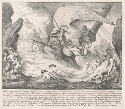 1742年的《奇纳河》第二部：《尤利西斯和塞壬》（The Seconda Macchina for the Chinea of 1742: Ulysses and Sirens 作者 François Hutin