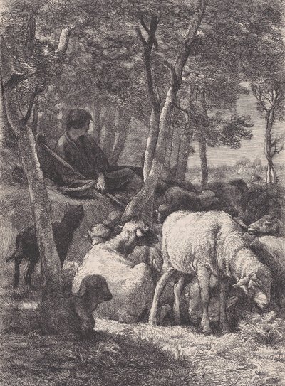 牧羊人》，来自《皮托雷斯克杂志》，约1852年。 作者 弗朗索瓦·鲁热