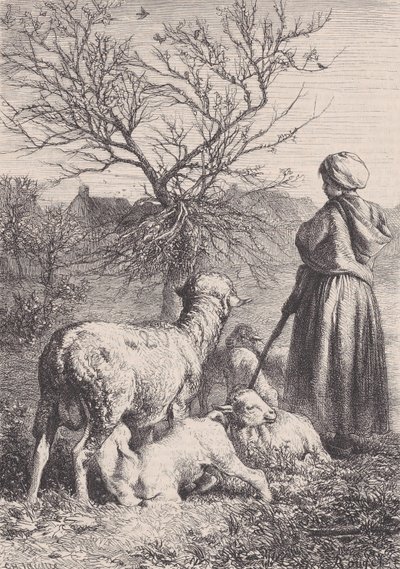 一个牧羊女，约1852年。 作者 弗朗索瓦·鲁热