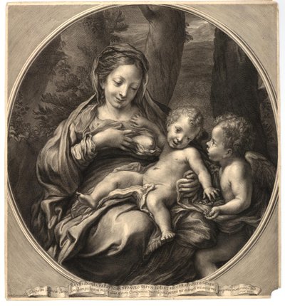 François Spierre - Madonna del Latte（圣母和天使的孩子）， 仿 Correggio，W,8.14 作者 弗朗索瓦·斯皮尔