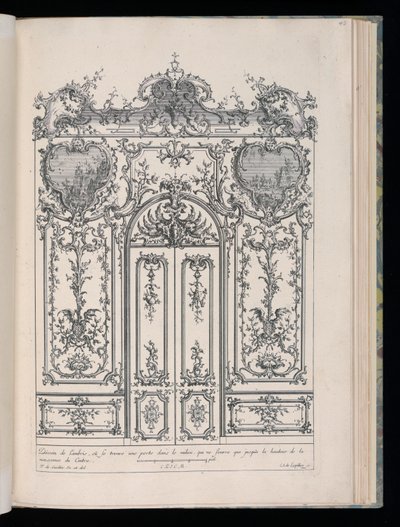 带双开门的墙壁，Livre de Lambris（墙裙之书） 作者 Lespilliez的卡尔·阿尔伯特