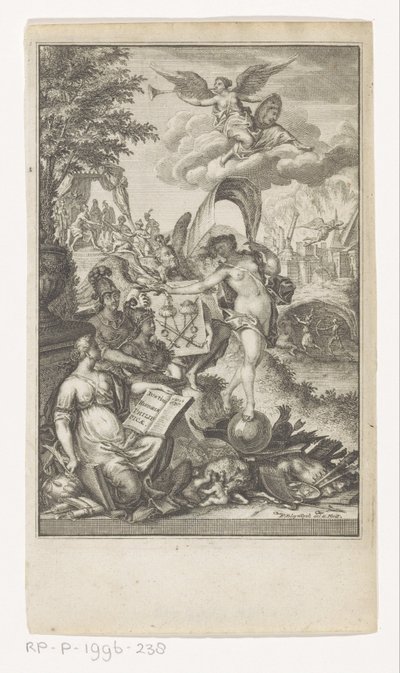 战胜马其顿的寓意
扉页：Marcus Iunianus Iustinus 和 Abraham Gronovius，Iustini Historiae Philippicae，1719 年 作者 弗朗索瓦·范·布莱斯维克