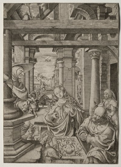 牧羊人的崇拜，约1522-1525。 作者 Frans Crabbe van Esplegem