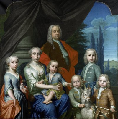 威廉·菲利普·科普斯（Willem Philip Kops，1695-1756 年）和他的妻子和孩子 作者 弗兰斯·德克尔