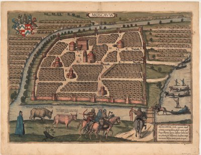 16世纪的莫斯科地图自：Civitates orbis terrarium，1575年 作者 弗兰斯·霍根伯格