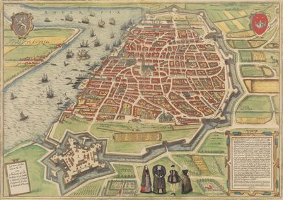 安特卫普的景色，1572-94。创作人：Frans Hogenberg, Simon Novellanus. 作者 弗兰斯·霍根伯格