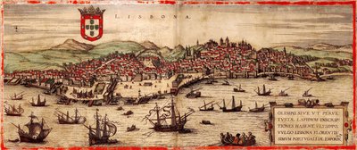里斯本的查看和城镇塔霍河世界，1572 作者 弗兰斯·霍根伯格
