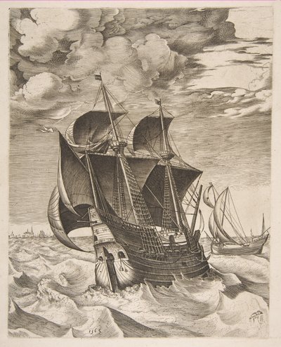 荷兰的Hulk和Boeier，来自《帆船》，1565年 作者 科尼利斯·科尔特（Cornelis Cort）