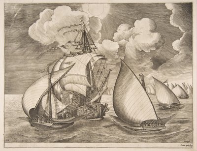 1561-65年，加利舰队在航行船只的陪伴下被护卫。 作者 弗朗斯·休斯