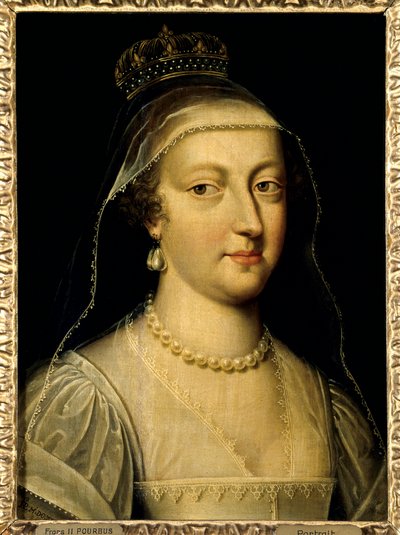 奥地利的安妮 (1601-1666)，法国女王的肖像。 Frans Pourbus Le Jeune (Francois (Franz) Porbus) 的绘画 作者 弗朗斯二世