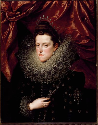 埃莱奥诺拉·德·美第奇 (Eleonora de Medicis) (1566-1611) 托斯卡纳公主的肖像 她有一个草莓项圈。 Frans Pourbus Le Jeune (Francois (Franz) Porbus) 的绘画 作者 Frans II Pourbus