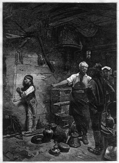 意大利作曲家乔阿奇诺（Gioachino）-罗西尼（1792-1868）在锅炉工场的肖像--根据弗朗茨-梅尔茨（1836-1896）的画作雕刻的肖像 作者 弗兰斯·梅特斯
