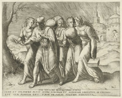 罗得离开所多玛
Cum ultione misericordia juncta（物上标题）
罗得的历史（系列标题） 作者 Hieronymus Cock (可能)