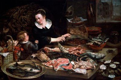 鱼贩商店，c1616-1618。 作者 Frans Snyders或Snijders