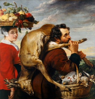 人物与水果和游戏（布面油画） 作者 Frans Snyders或Snijders