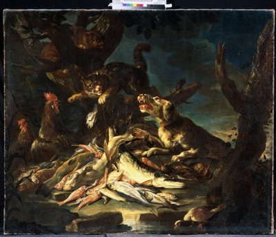 鱼弗兰斯-斯奈德斯（1579-1657 年）的画作。布面油画 作者 Frans Snyders或Snijders