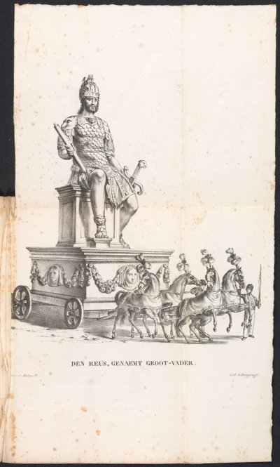 为圣伦博特游行的巨人祖父，1825 年
Den Reuse, genaemt Groot-Vader（物品上的标题） 作者 弗兰斯·维弗洛特