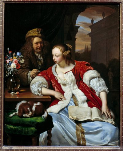 被打断的艺术家和他妻子的肖像。 Franz van Mieris dit le Vieux (1635-1681) 的绘画 作者 弗朗斯·范·米耶里斯