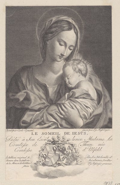 圣母与儿童，怀中睡着的基督儿童 Le Someil de Jesus, 1743-1807. 作者 弗朗茨·加布里埃尔·菲辛格