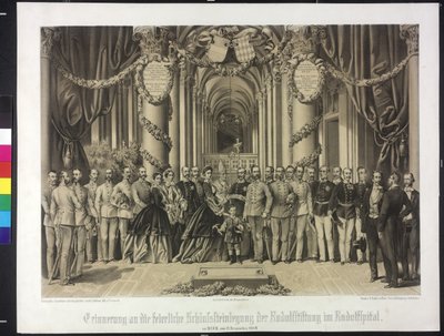 1864 年鲁道夫医院鲁道夫基金会墓碑奠基仪式上的提示（石版画） 作者 弗朗兹·格拉施（Franz Gerasch）