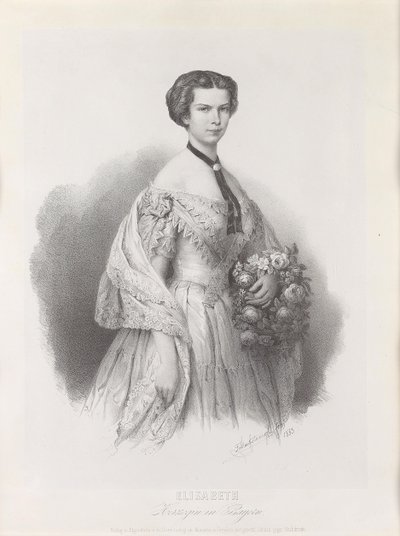 奥地利伊丽莎白女皇的肖像，1853年。 作者 弗朗茨·汉夫斯坦格尔